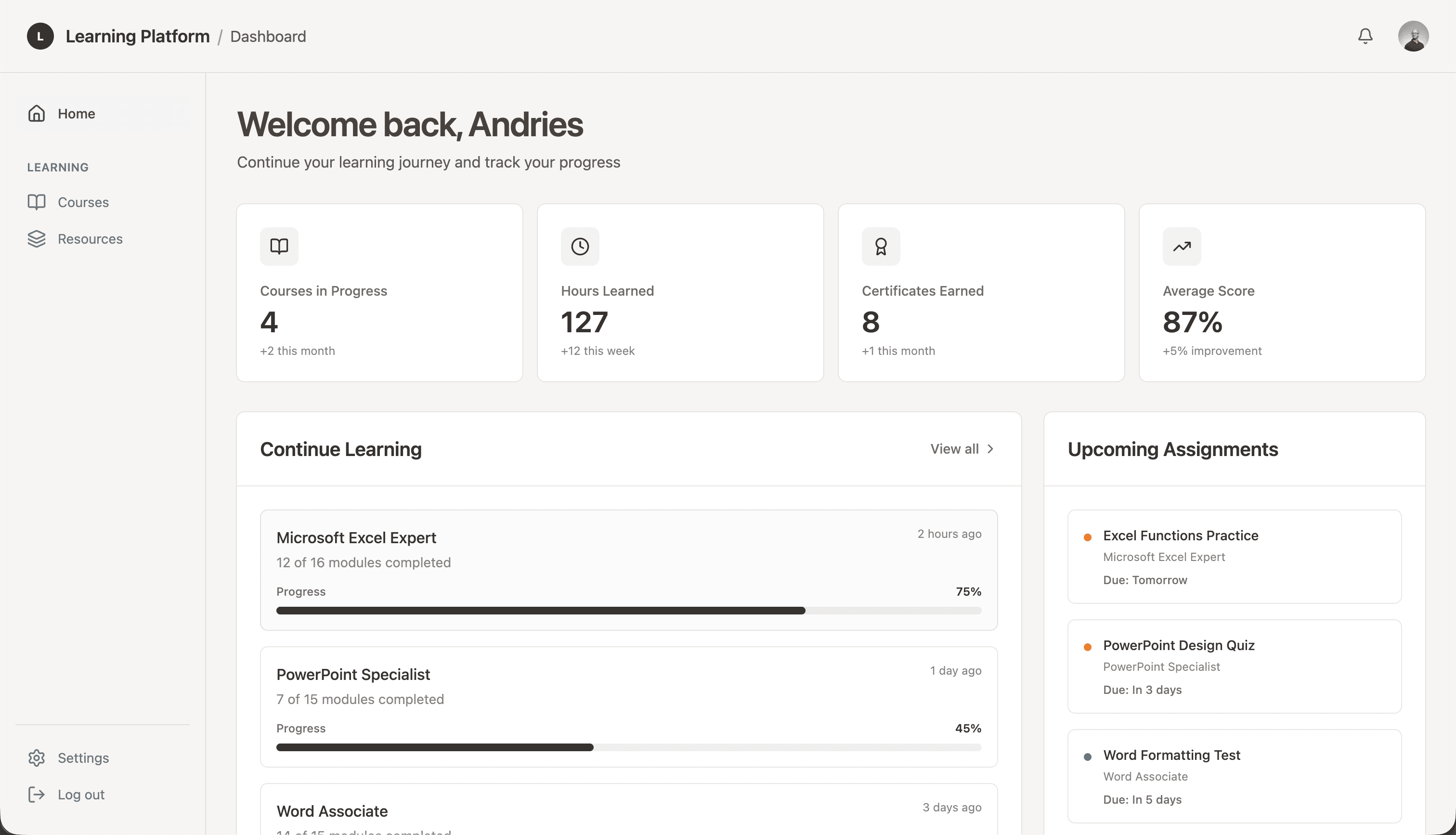 Learning Analytics Dashboard
