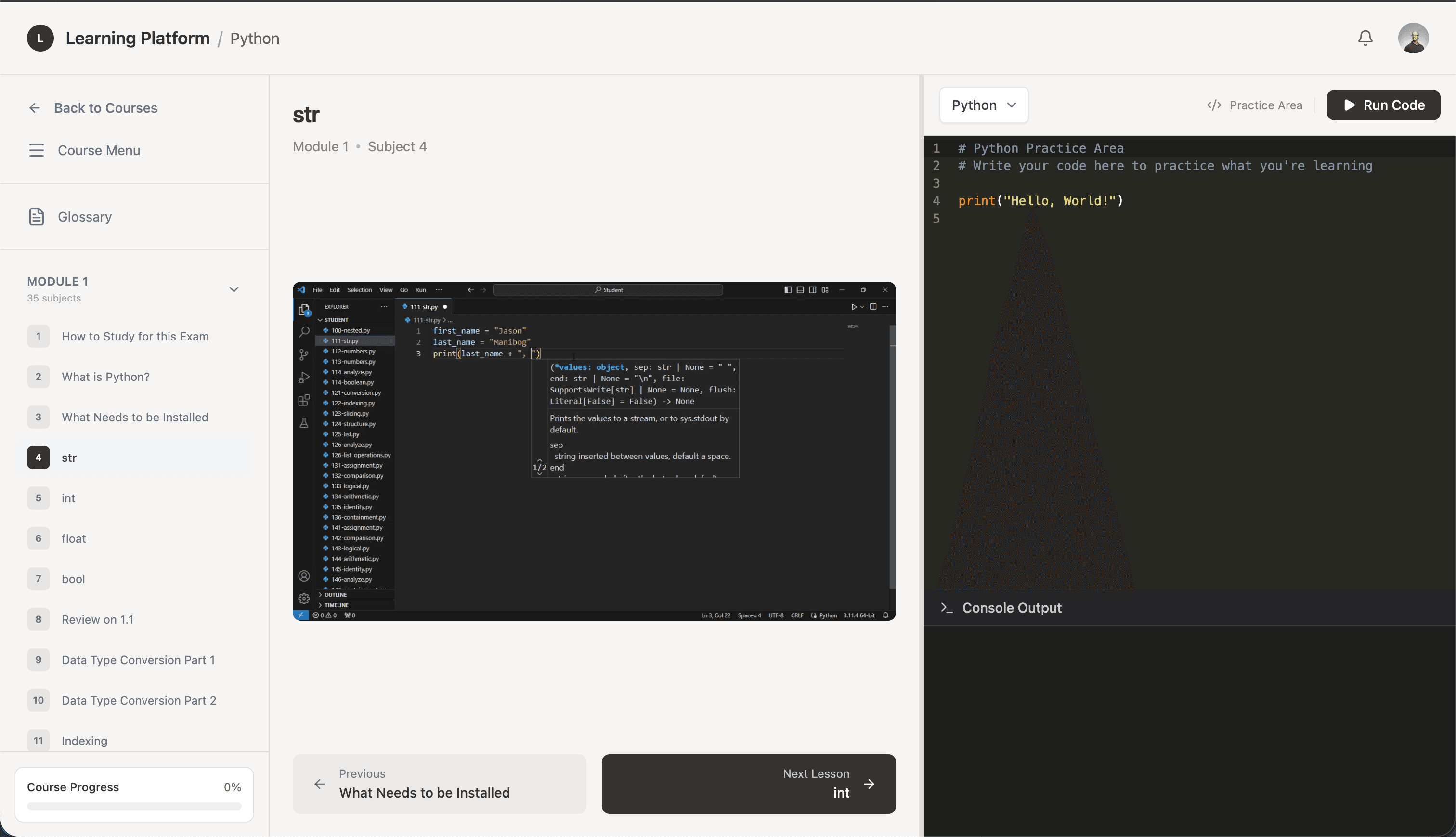 Interactive Learning Dashboard